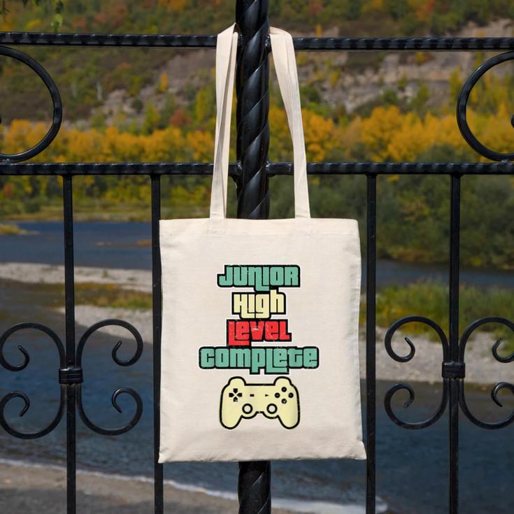Level Complete Jr High School Graduation Grad SloganShirt Canvas Tote Bag