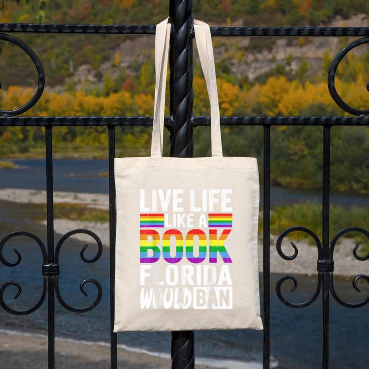 LGBTQ Quote Live Life Like A Banned Rainbow Book Canvas Tote Bag LGBTQ Quote Live Life Like A Banned Rainbow Book Canvas Tote Bag