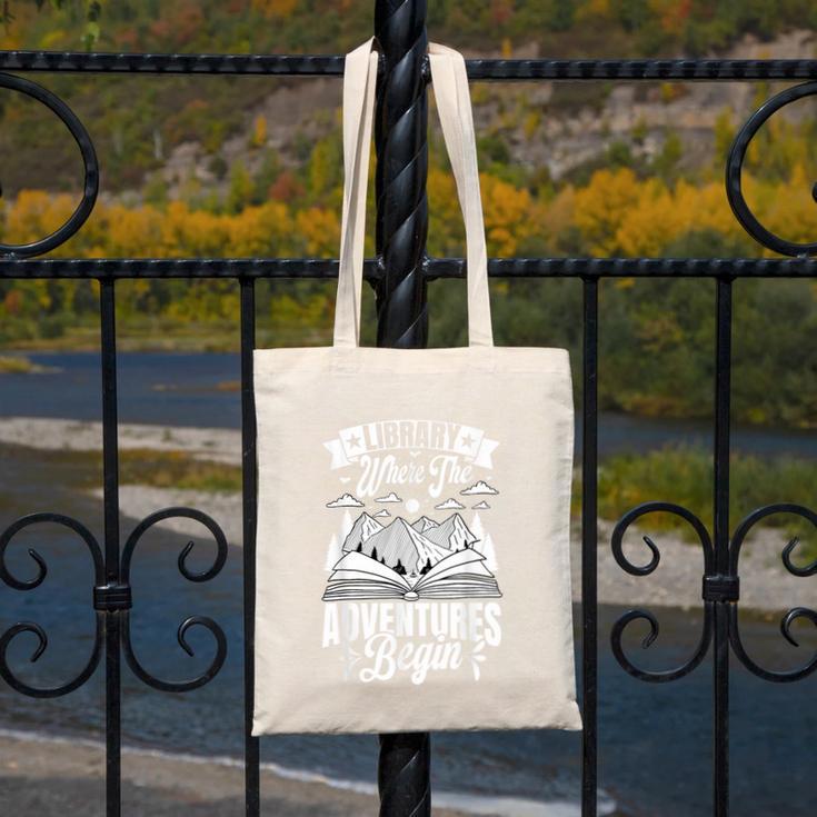 Library Where The Adventures Begin Librarian Book Readers Canvas Tote Bag