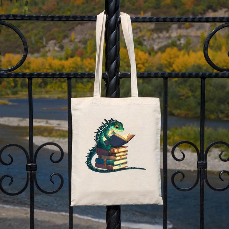 Lizard Reading Book Librarian Bookworm Reader Read Canvas Tote Bag