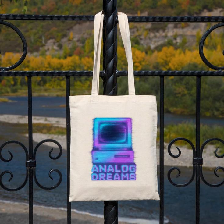 Lofi Reverie Analog Dreams Pixel 90s Desktop VHS Nostalgia Canvas Tote Bag