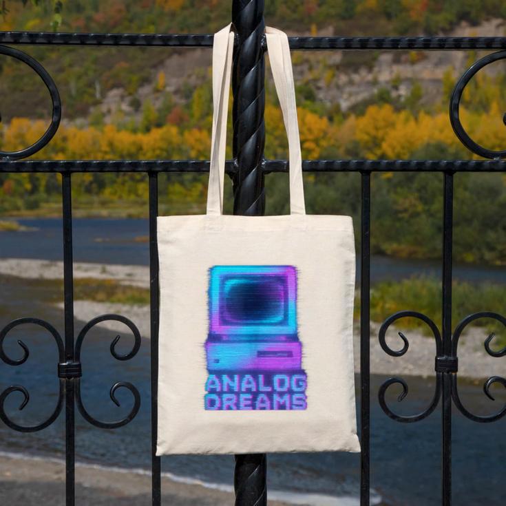 Lofi Reverie Analog Dreams Pixel 90s Desktop VHS Nostalgia Canvas Tote Bag
