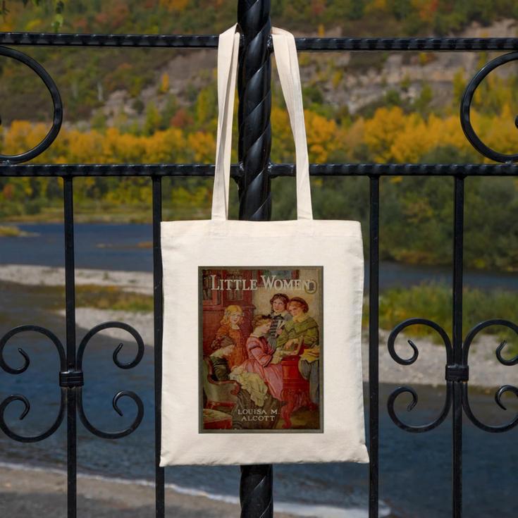 Louisa May Alcott Coming Of Age Novel Little Women Book Cover Small Canvas Tote Bag