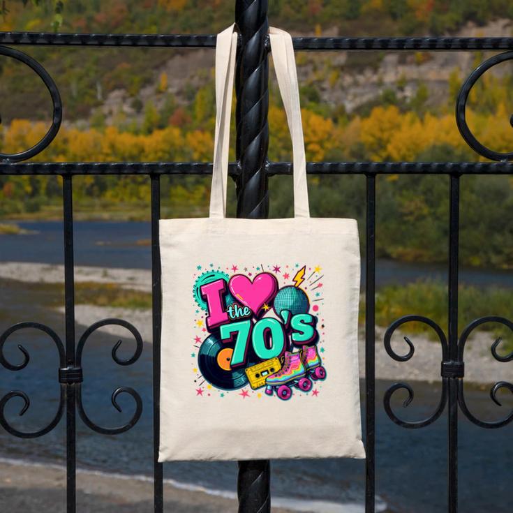I Love The 70s Retro Cassette Roller Vinyl Disco Nostalgia Canvas Tote Bag I Love The 70s Retro Cassette Roller Vinyl Disco Nostalgia Canvas Tote Bag