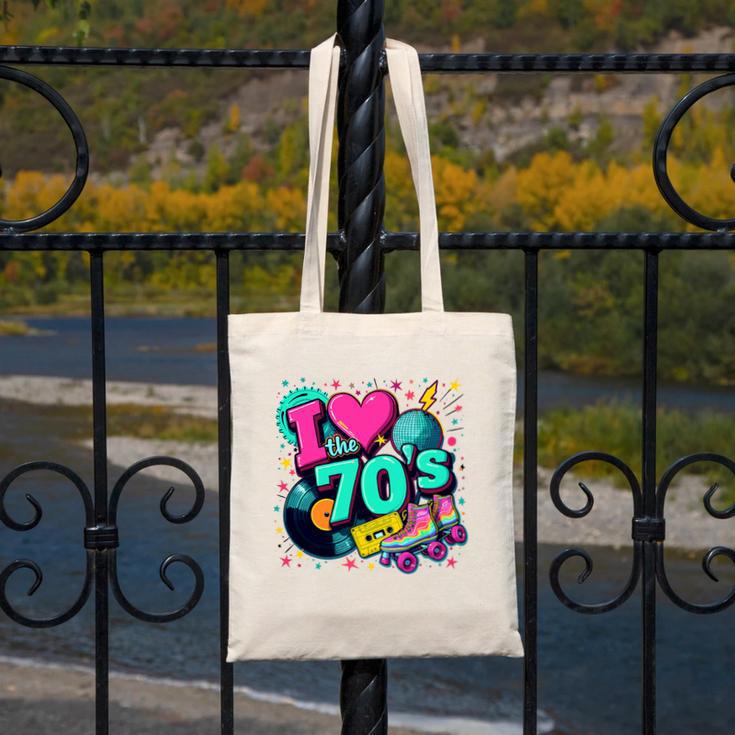 I Love The 70s Retro Cassette Roller Vinyl Disco Nostalgia Premium Tri-Blend Canvas Tote Bag