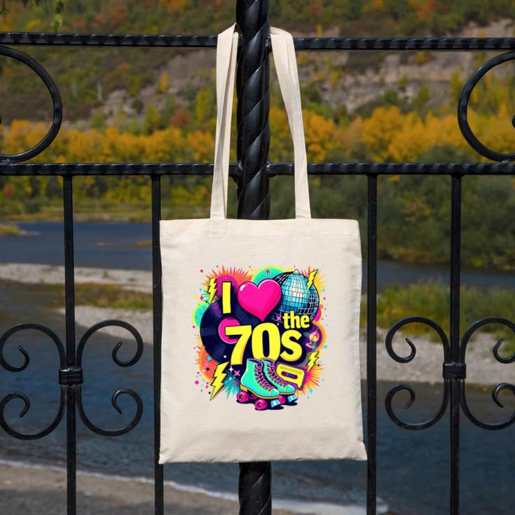 I Love The 70s Retro Cassette Roller Vinyl Nostalgia Vibes Premium Tri-Blend Canvas Tote Bag