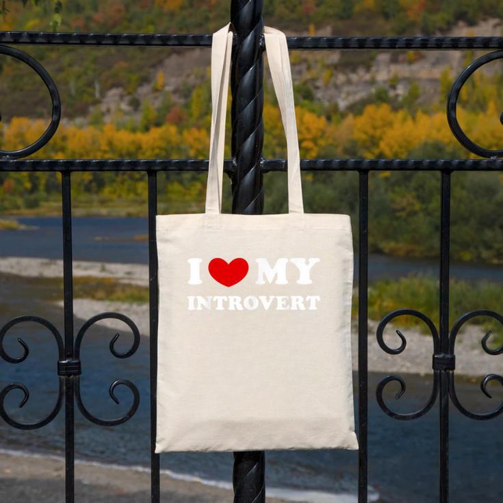 I Love My Introvert I Heart My Introvert Canvas Tote Bag I Love My Introvert I Heart My Introvert Canvas Tote Bag