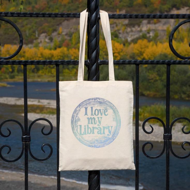 I Love My Library Medallion For Book Lover Reader Librarian Canvas Tote Bag