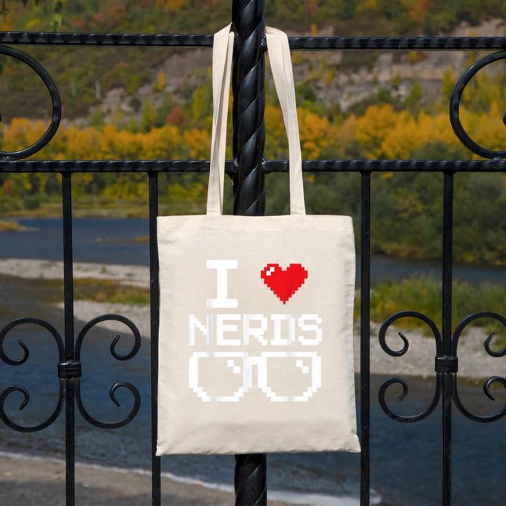 I Love Nerds I Heart Nerds For Science Book Knowledge Geeks Canvas Tote Bag