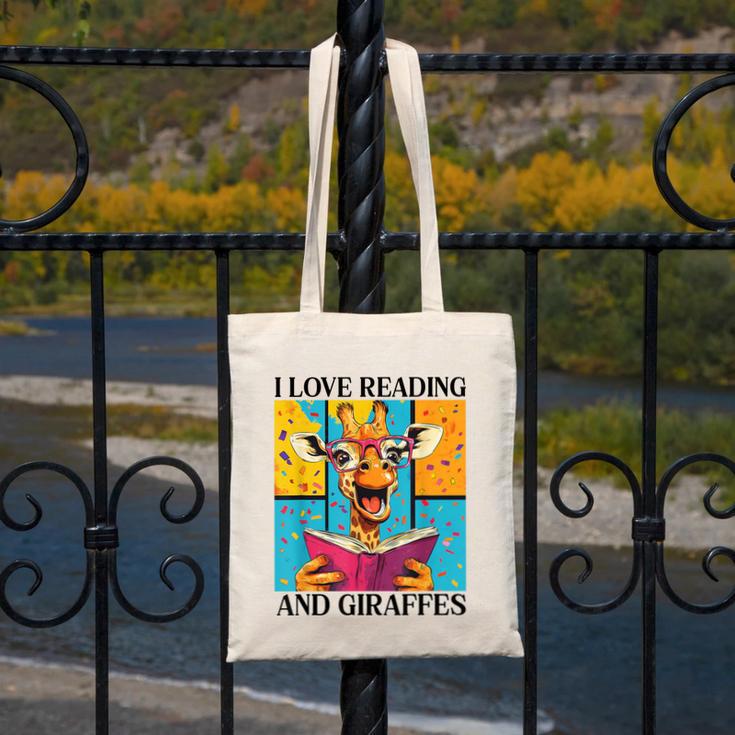 Love Reading And Giraffes Cute Giraffe Reading Book Lovers Canvas Tote Bag