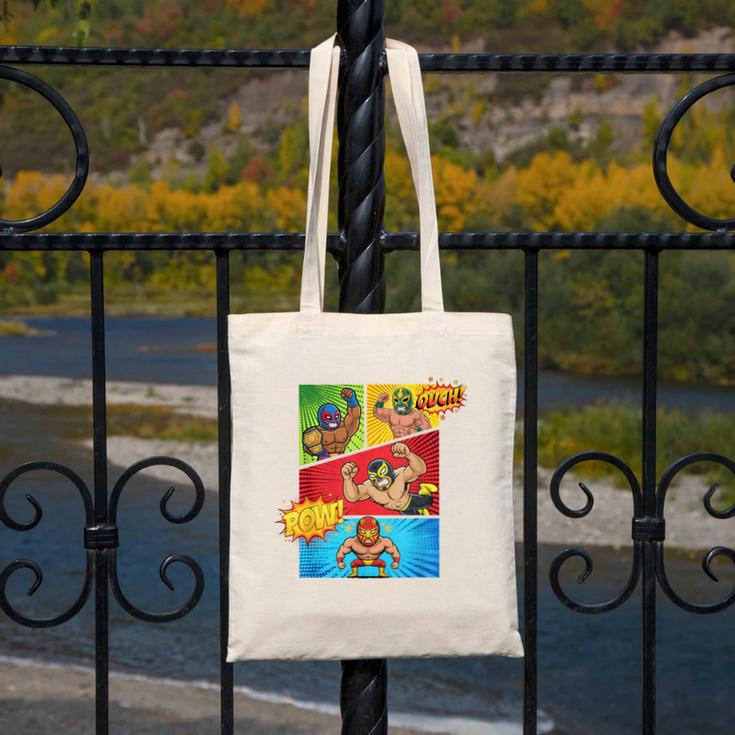 Lucha Libre Comic Book Mexican Wrestling Cartoon Wrestler Canvas Tote Bag