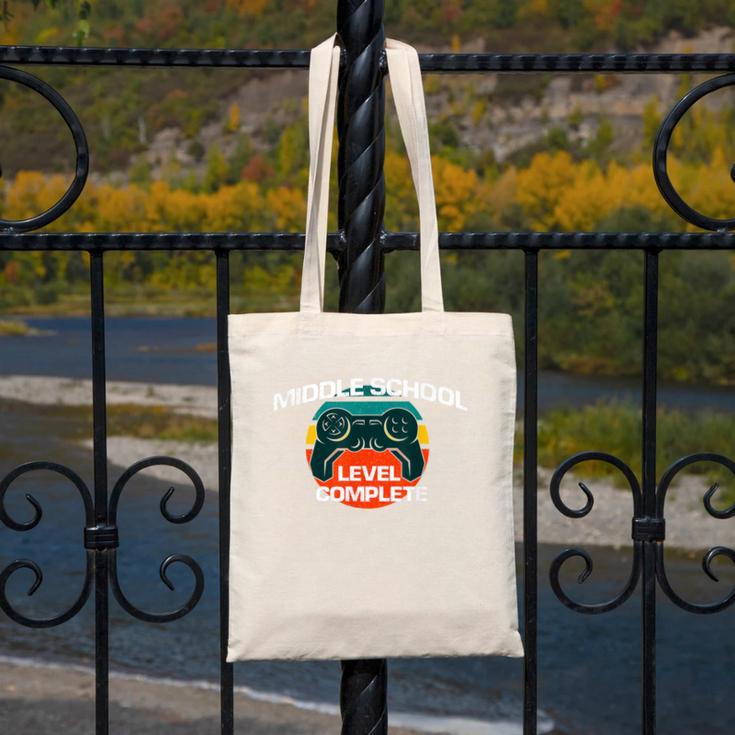 Middle School Graduation Gaming Vintage Level Complete Canvas Tote Bag