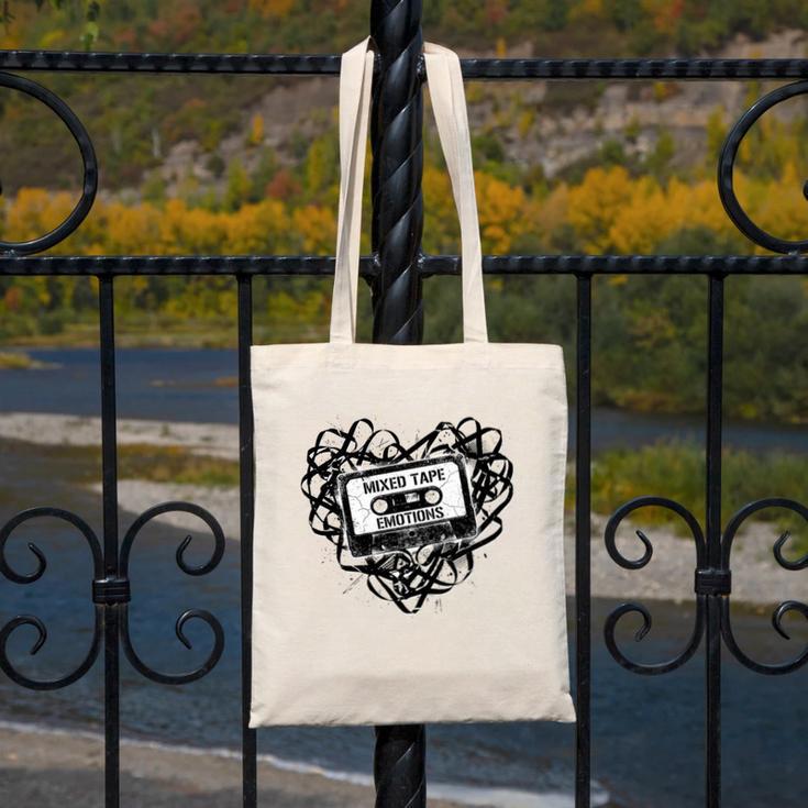 Mixed Tape Emotions Music Lover Nostalgia Quote Premium Tri-Blend Canvas Tote Bag
