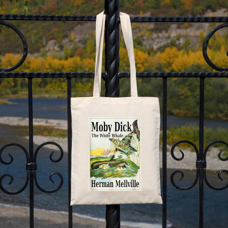 Moby Dick Book Cover Illustration Canvas Tote Bag