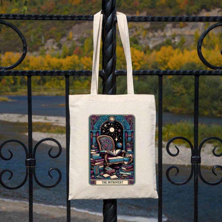 Mystical Library Book Reader The Introvert Tarot Card Canvas Tote Bag Mystical Library Book Reader The Introvert Tarot Card Canvas Tote Bag