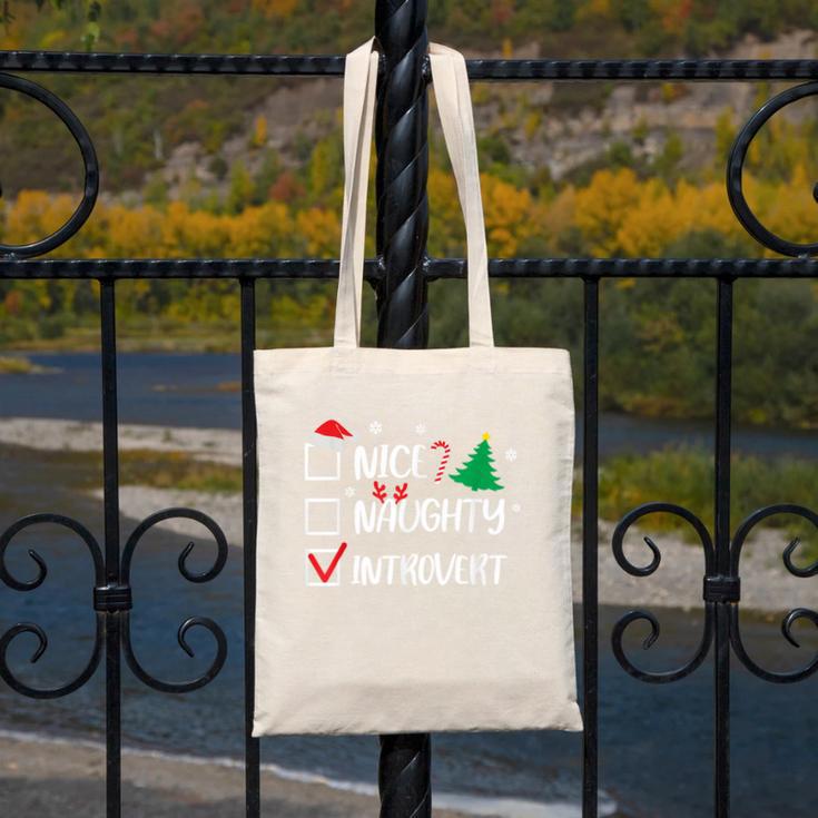 Nice Naughty Introvert Christmas List Santa Canvas Tote Bag Nice Naughty Introvert Christmas List Santa Canvas Tote Bag