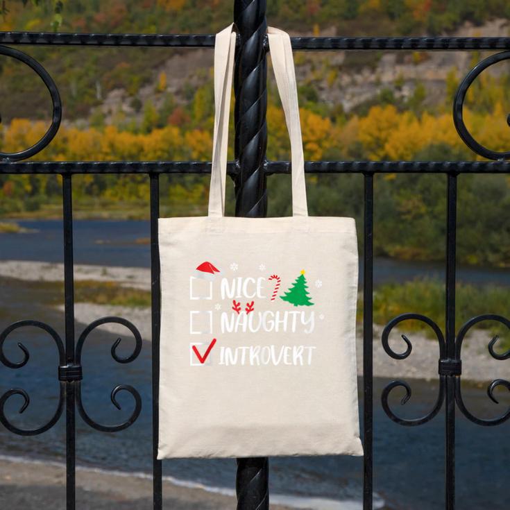 Nice Naughty Introvert Christmas List Santa Canvas Tote Bag Nice Naughty Introvert Christmas List Santa Canvas Tote Bag