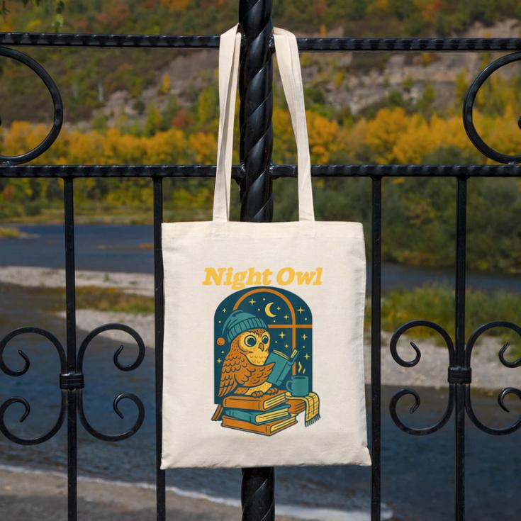 Night Owl Cozy Reading Tea Coffee Lover Bookworm Cute Canvas Tote Bag