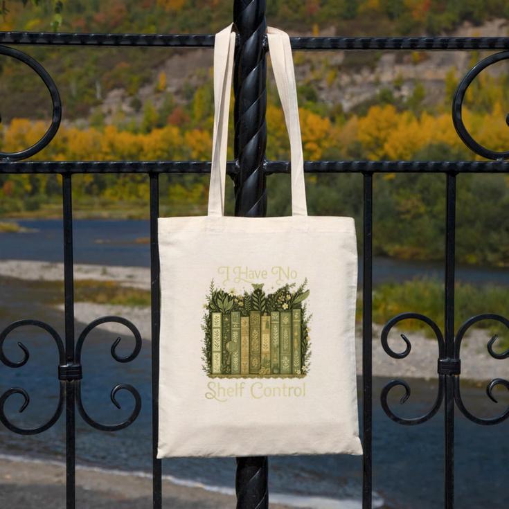 I Have No Shelf Control Vintage Botanical Books Graphic Canvas Tote Bag
