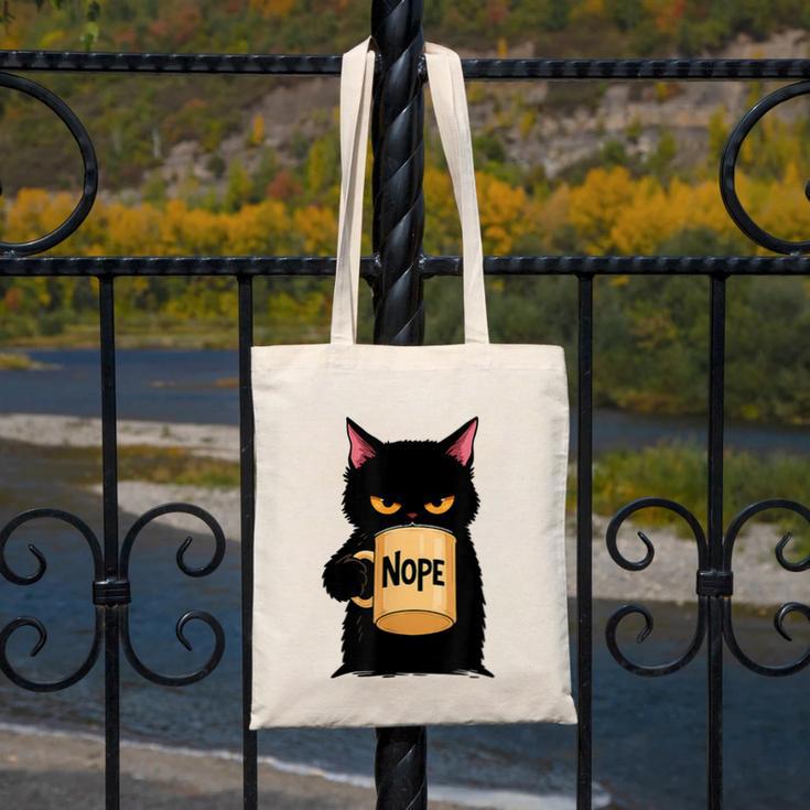 Nope Coffee Cat – Introvert Humor Monday Kitty Canvas Tote Bag Nope Coffee Cat – Introvert Humor Monday Kitty Canvas Tote Bag