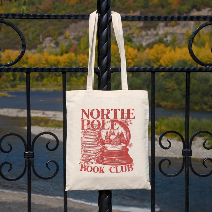 North Pole Book Club Christmas Canvas Tote Bag North Pole Book Club Christmas Canvas Tote Bag