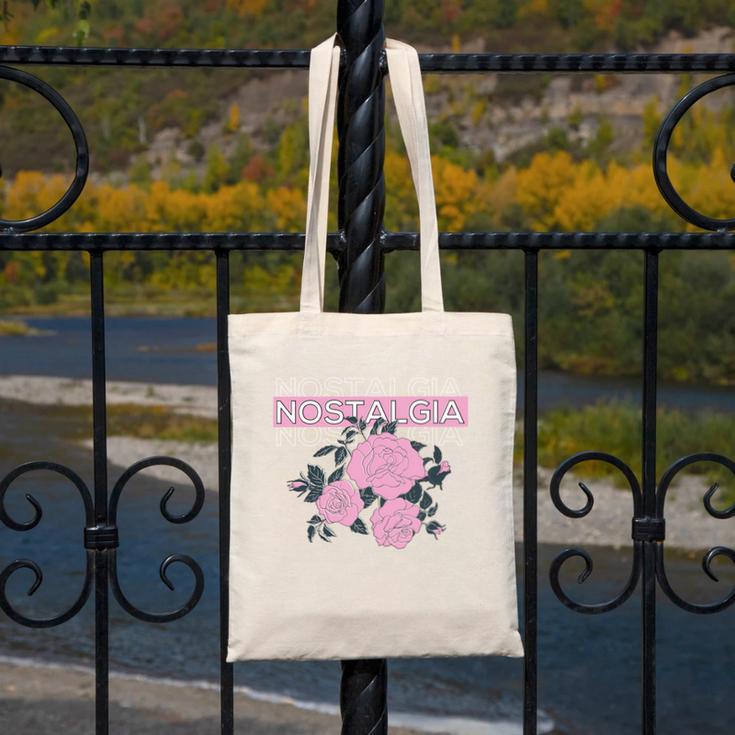 Nostalgia 80s 90s Retro Style Graphics Rose Pink Flower Canvas Tote Bag Nostalgia 80s 90s Retro Style Graphics Rose Pink Flower Canvas Tote Bag
