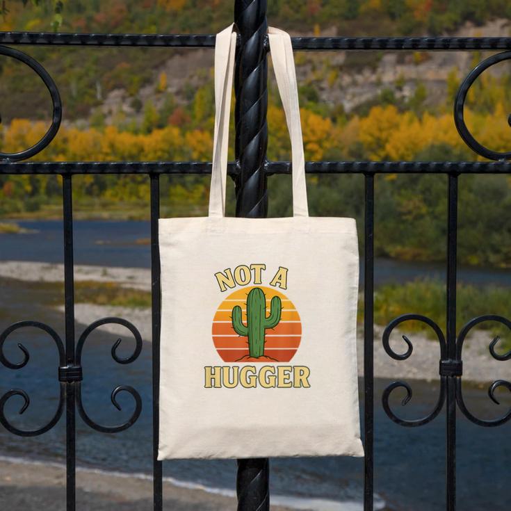 Not A Hugger Cactus Retro Sunset No Hugging Introvert Canvas Tote Bag Not A Hugger Cactus Retro Sunset No Hugging Introvert Canvas Tote Bag