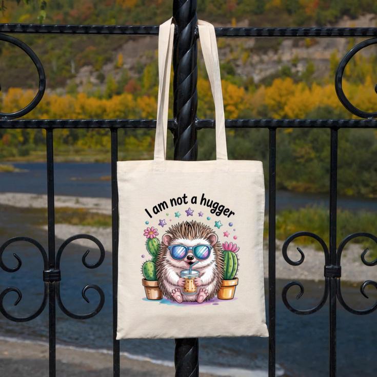 I Am Not a Hugger Introvert Hedgehog With Cactus Canvas Tote Bag I Am Not a Hugger Introvert Hedgehog With Cactus Canvas Tote Bag