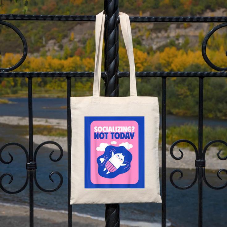 Not Today Cool Fun Cute Introvert Cat Character Canvas Tote Bag Not Today Cool Fun Cute Introvert Cat Character Canvas Tote Bag