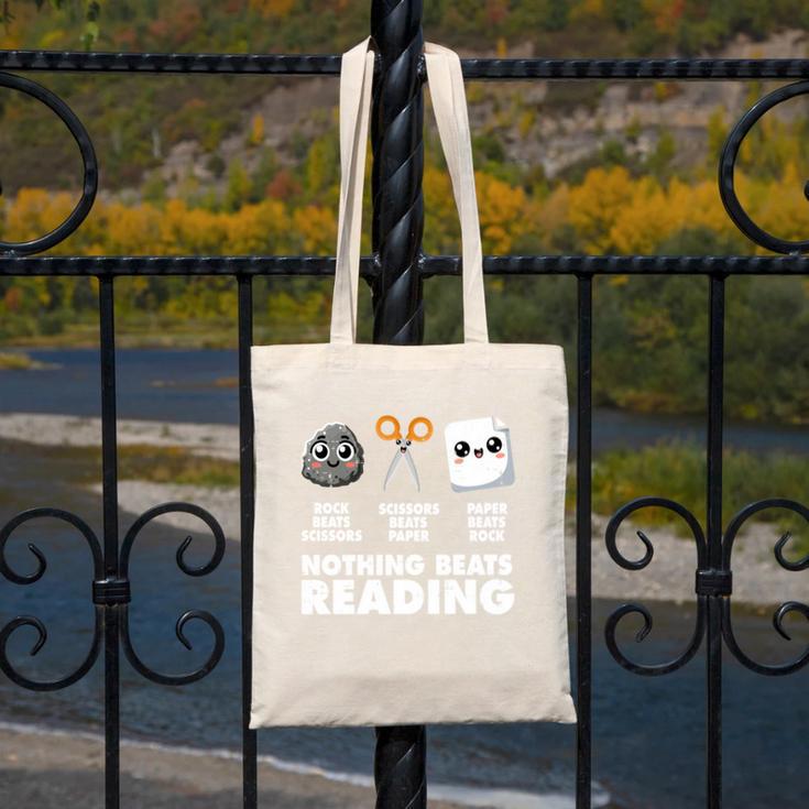 Nothing Beats Reading Bookworm Librarian Book Nerd Canvas Tote Bag
