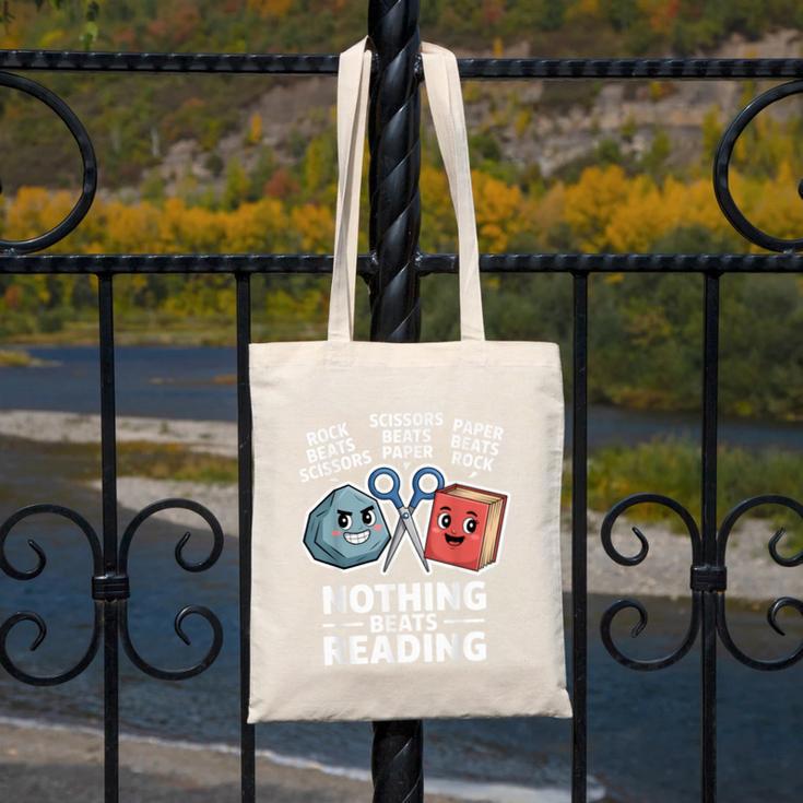 Nothing Beats Reading Rock Paper Scissors Book Lover Canvas Tote Bag