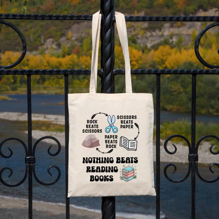Nothing Beats Reading Rock Paper Scissors Reader Book Lover Canvas Tote Bag