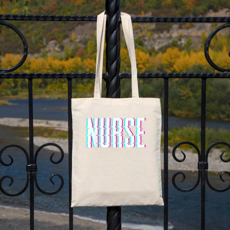 Nurse Glitch Aesthetic Graduation Nurse Glitch Graphic Art Canvas Tote Bag