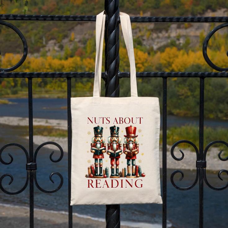 Nuts About Reading Nutcracker Reading Book Lover Christmas Canvas Tote Bag