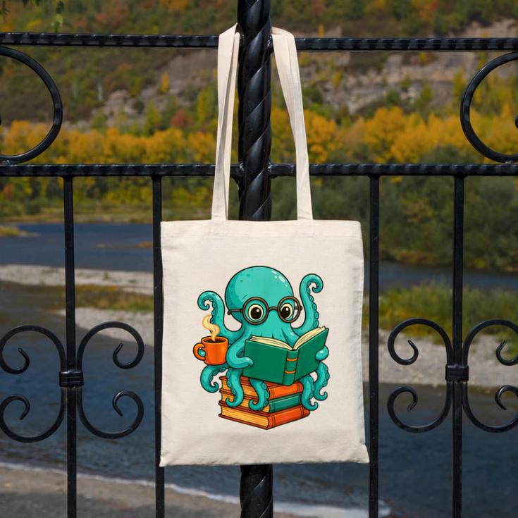 Octopus Reading Book Reading Bookworm Reader Canvas Tote Bag