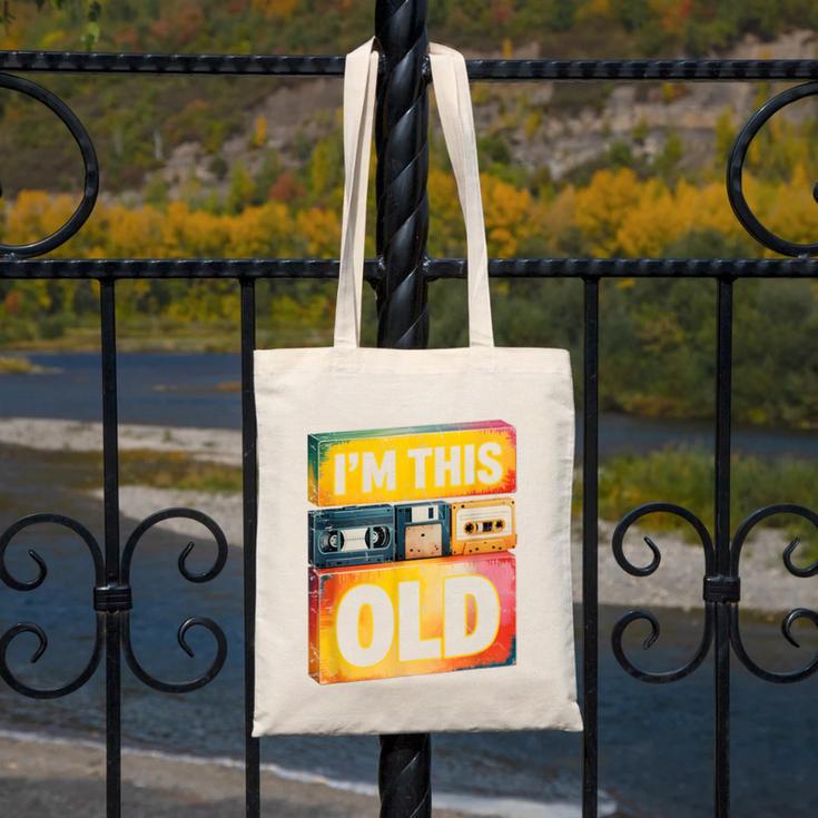 Im This Old Retro 80s 90s VHS Cassette Floppy Disk Nostalgia Canvas Tote Bag