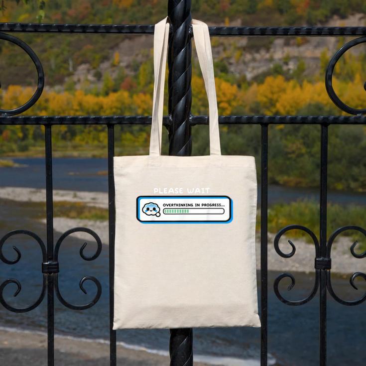 Overthinking In Progress Introvert Please Wait Canvas Tote Bag Overthinking In Progress Introvert Please Wait Canvas Tote Bag
