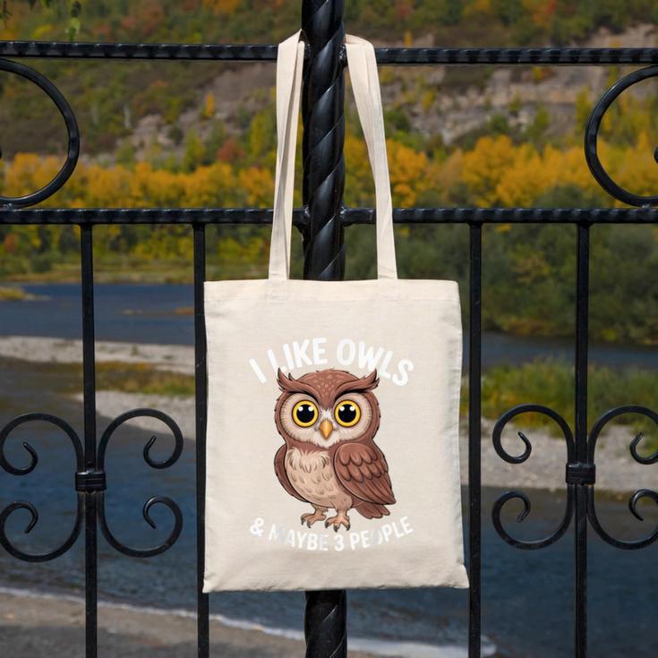 I Like Owls And Maybe 3 People Introvert Humor Casual Canvas Tote Bag I Like Owls And Maybe 3 People Introvert Humor Casual Canvas Tote Bag
