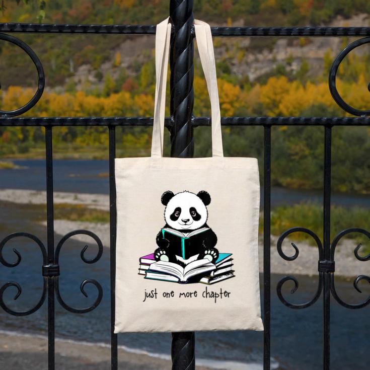 Panda Reading Chapter Books Canvas Tote Bag Panda Reading Chapter Books Canvas Tote Bag