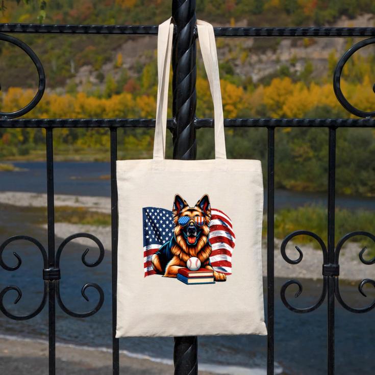 Patriotic German Shepherd Dog Books Baseball American Flag Canvas Tote Bag Patriotic German Shepherd Dog Books Baseball American Flag Canvas Tote Bag
