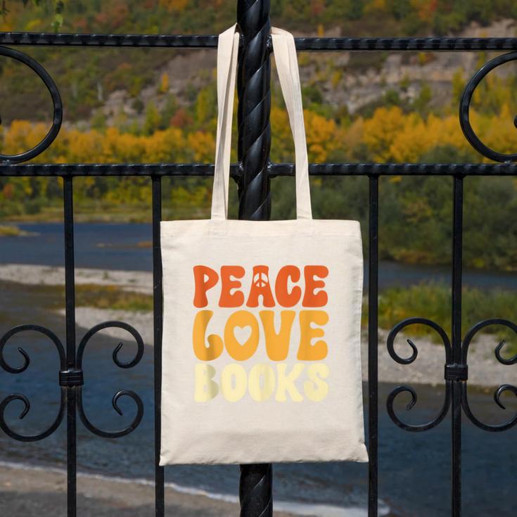 Peace Love Books Men Women Canvas Tote Bag