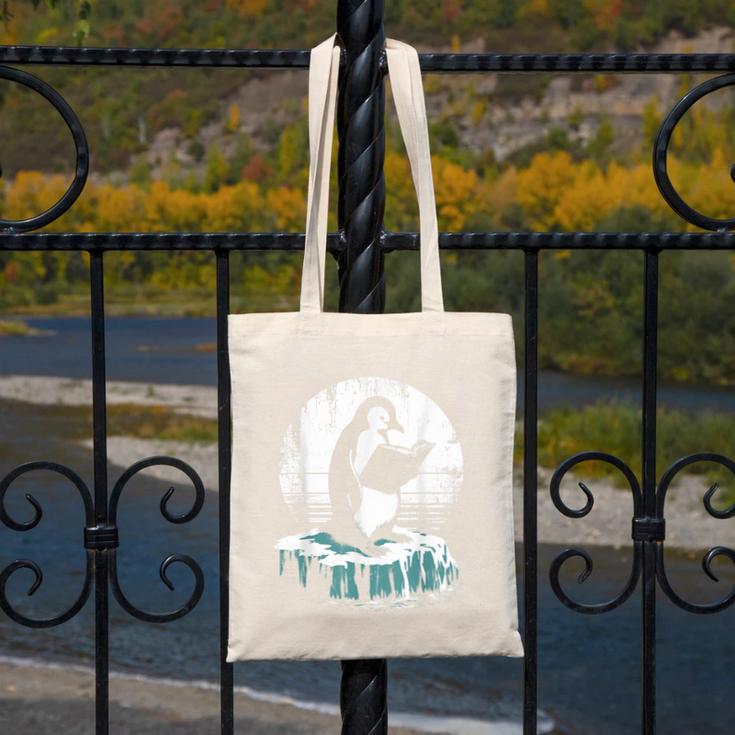 Penguin Reading A Book Vintage Graphic Bookworm Lover Canvas Tote Bag Penguin Reading A Book Vintage Graphic Bookworm Lover Canvas Tote Bag