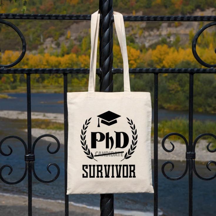 PHD Survivor T-Shirt Graduation Student Teacher For Men Women Kids Canvas Tote Bag