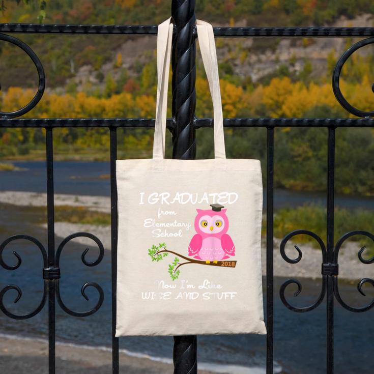 Pink I Graduated From Elementary Graduation Canvas Tote Bag