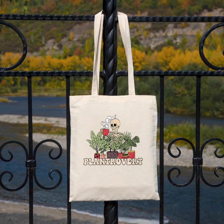Plant Coffee Love Plantrovert Gardening Introvert Mom Canvas Tote Bag