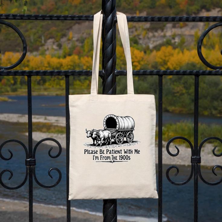 Please Be Patient With Me I'm From The 1900s Oxen And Wagon Premium Canvas Tote Bag