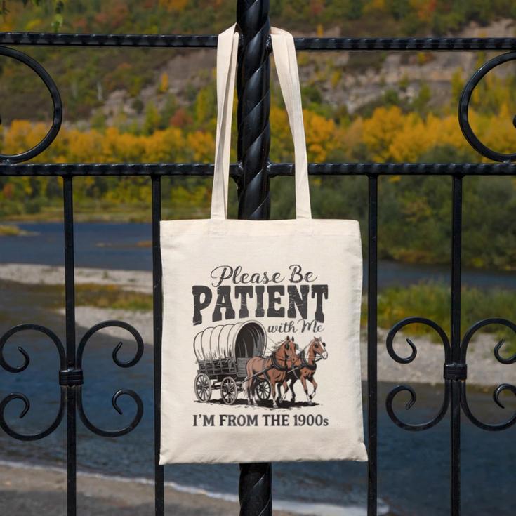 Please Be Patient With Me I'm From The 1900s Vintage Raglan Baseball Tee Canvas Tote Bag