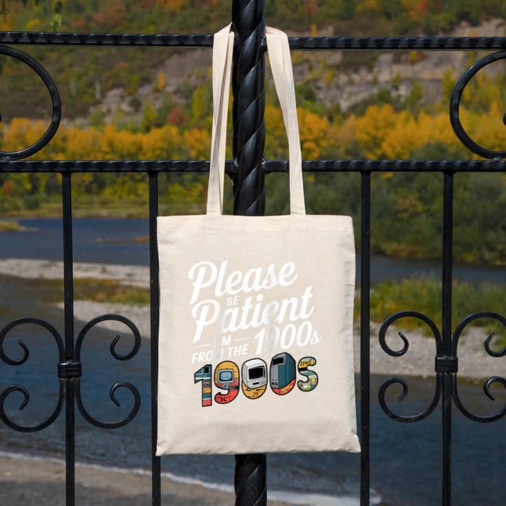 Please Be Patient I'm From The 1900s Vintage Tech Graphic Raglan Baseball Tee Canvas Tote Bag