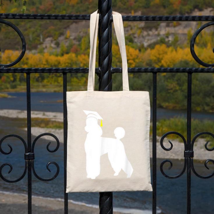 Poodle Graduation Dog Graduate Canvas Tote Bag