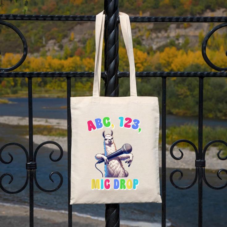 Preschool Graduate Shirt ABC 123 Mic Drop Llama Graduation Canvas Tote Bag